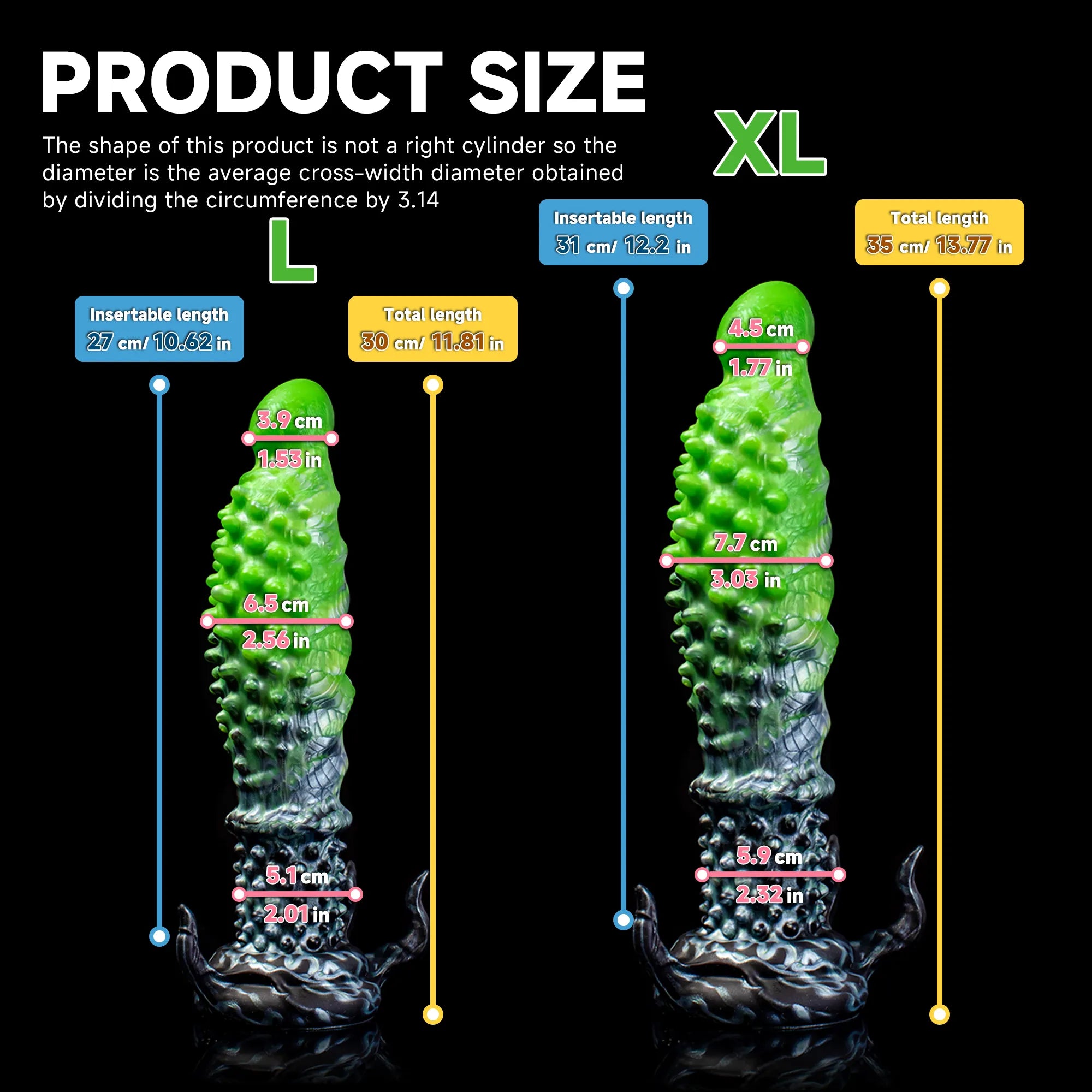 "Abyss" Spiked Dildo | Black Monster Dildo | Platinum Silicone - Oieffur