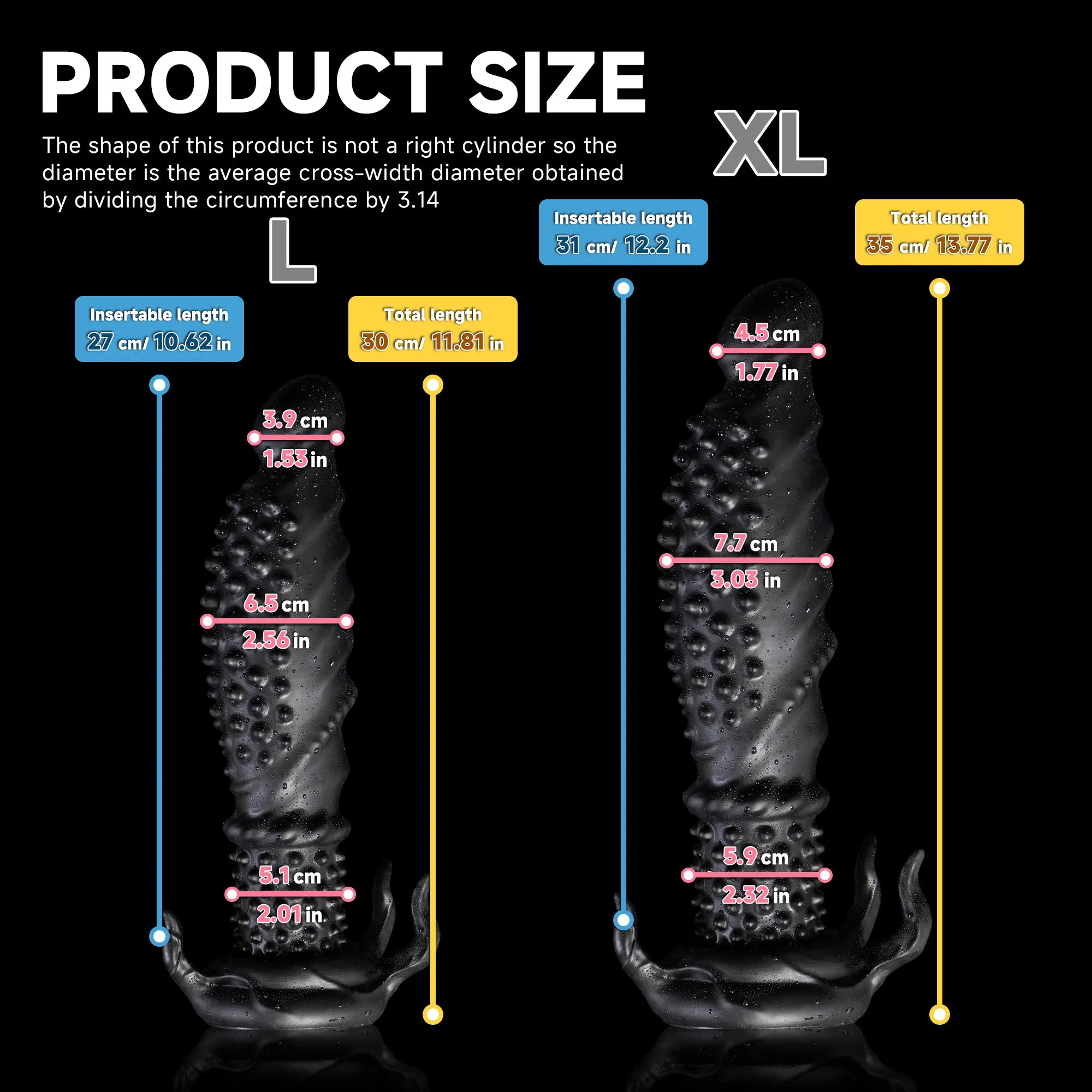 "Abyss" Spiked Dildo | Black Monster Dildo | Platinum Silicone - Oieffur