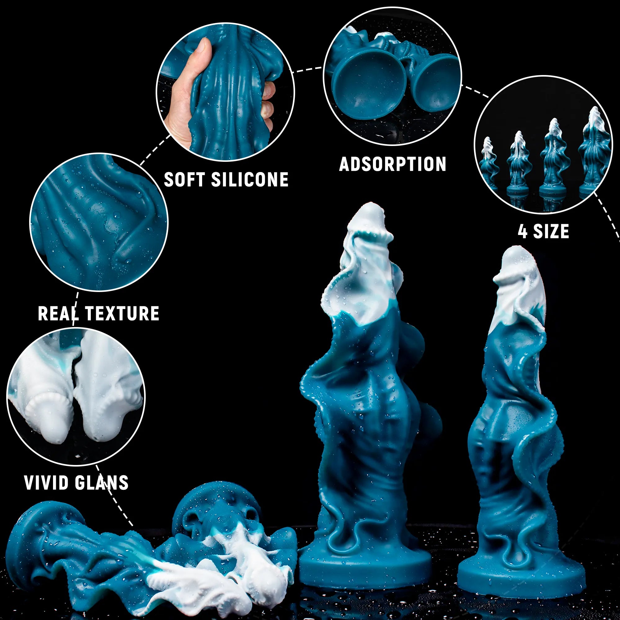"Surge Wing"Dragon Dildo - Silicone Knot Design with Suction Cup - Oieffur