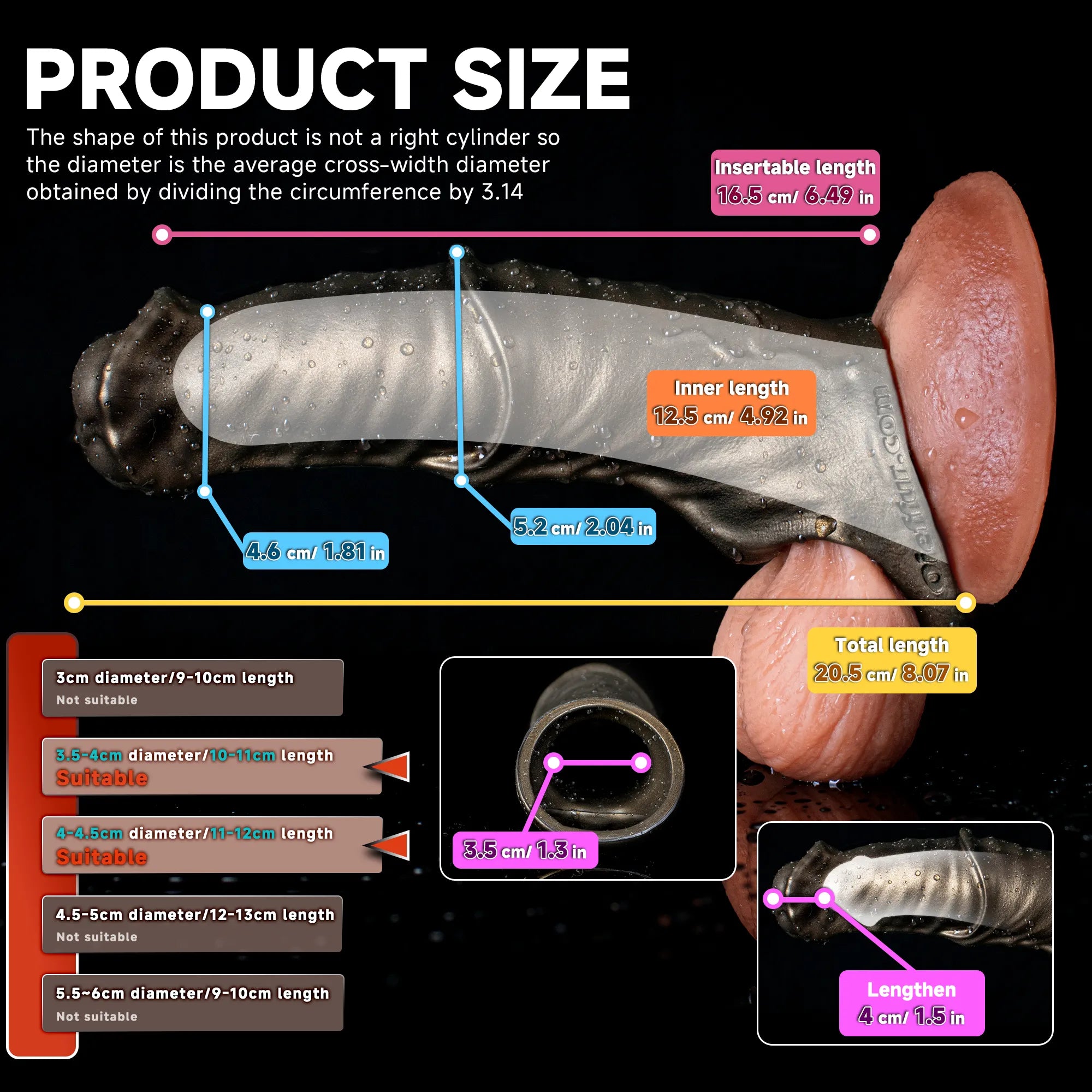 Warhorse Flexible Penis Sleeve Extender with Girth and Cock Ring Enhancement - Oieffur