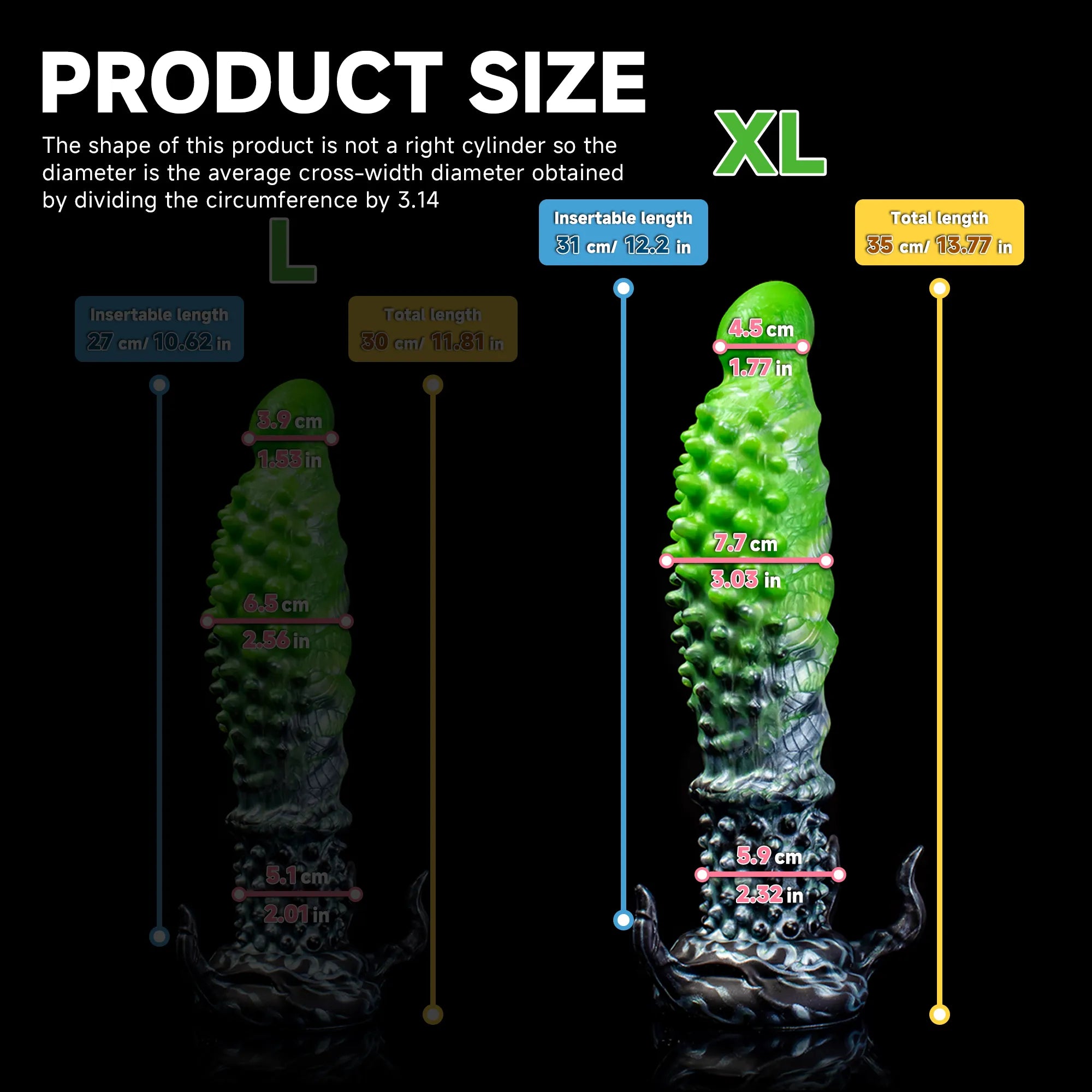 "Abyss" Spiked Dildo | Black Monster Dildo | Platinum Silicone - Oieffur