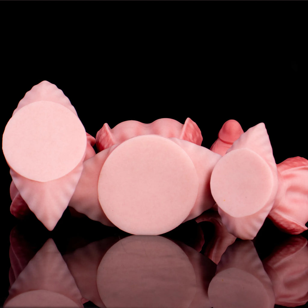 Petal-textured Fissure Fantasy Dildo by Oieffur, PlatinumSilicone fantasy sex toy with detailed surface for enhanced sensation.