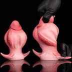 Oieffur Fissure Fantasy Stroker petal-textured platinum silicone dildo, penetrable fantasy toy with detailed surface design.