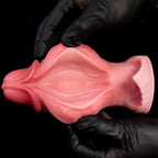 Oieffur Fissure Fantasy Stroker petal-textured platinum silicone dildo with realistic details for intimate pleasure.