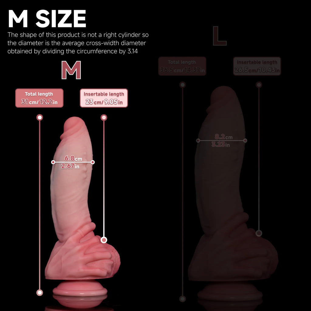 Realistic Hot Surge Fantasy Dildo by Oieffur with dual-layer design, showcasing detailed texture and lifelike appearance.
