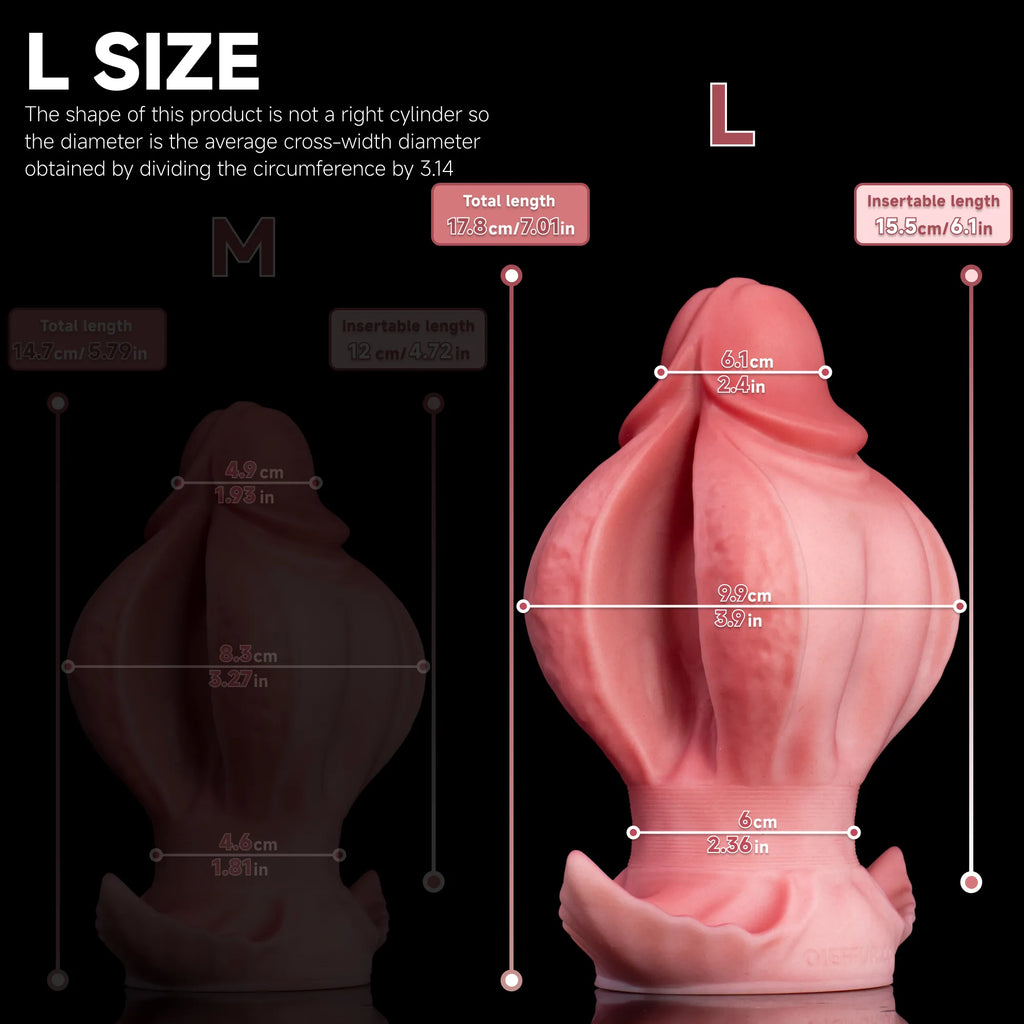 Oieffur Fissure Fantasy Stroker petal-textured platinum silicone fantasy dildo with detailed surface design and realistic shape.
