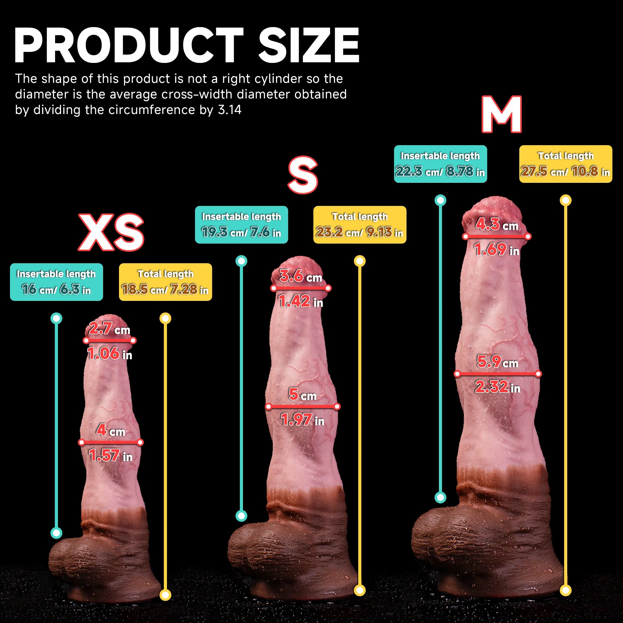Realistic Strong Bow Horse Dildo by Oieffur in multiple sizes, featuring detailed, lifelike texture and design for adult pleasure.
