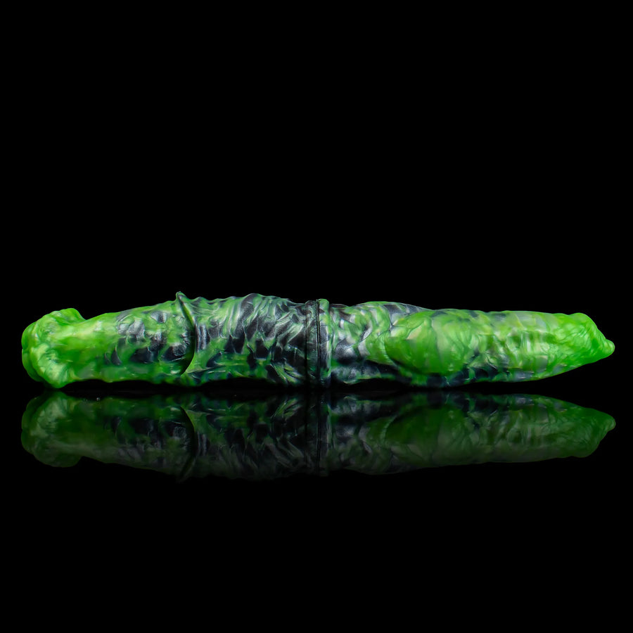 Dual Sensation Platinum silicone double-ended dildo with realistic horse and dog designs, from Oieffur fantasy dildos collection.