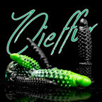 Black Abyss spiked dildo from Oieffur, made of platinum silicone, featuring a textured, fantasy-inspired design for adult pleasure.
