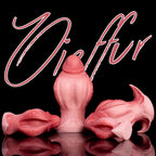 Oieffur Fissure Fantasy Stroker petal-textured platinum silicone dildo for pleasurable fantasy experiences, showcasing detailed design.