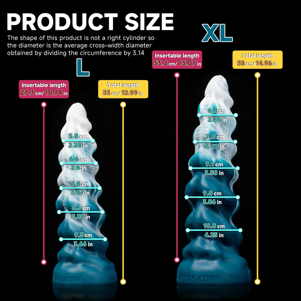 Oieffur Thick Conqueror Platinum silicone fantasy dildo with tapered design, showcasing smooth, realistic texture and polished finish.