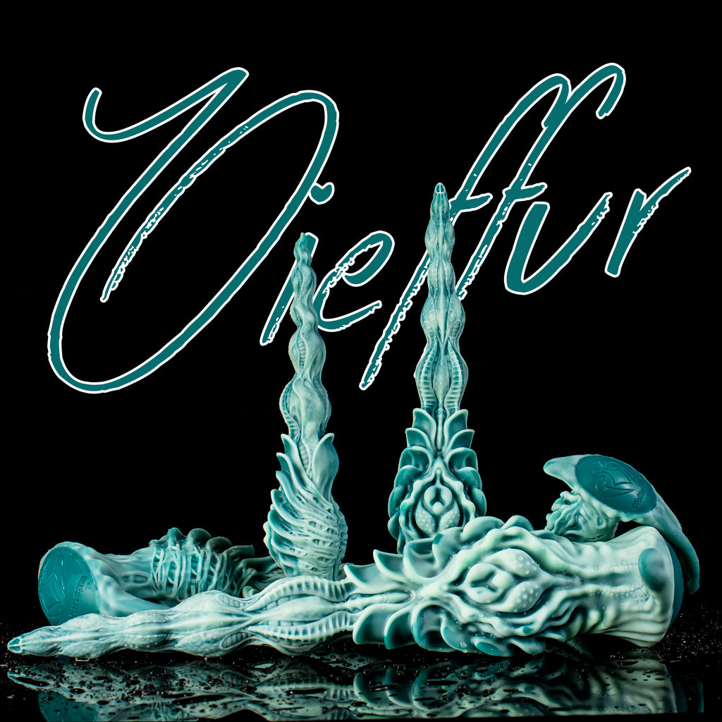 Oieffur Winding Fantasy Dildo with textured beads for enhanced pleasure, featuring a twisting design and realistic surface.