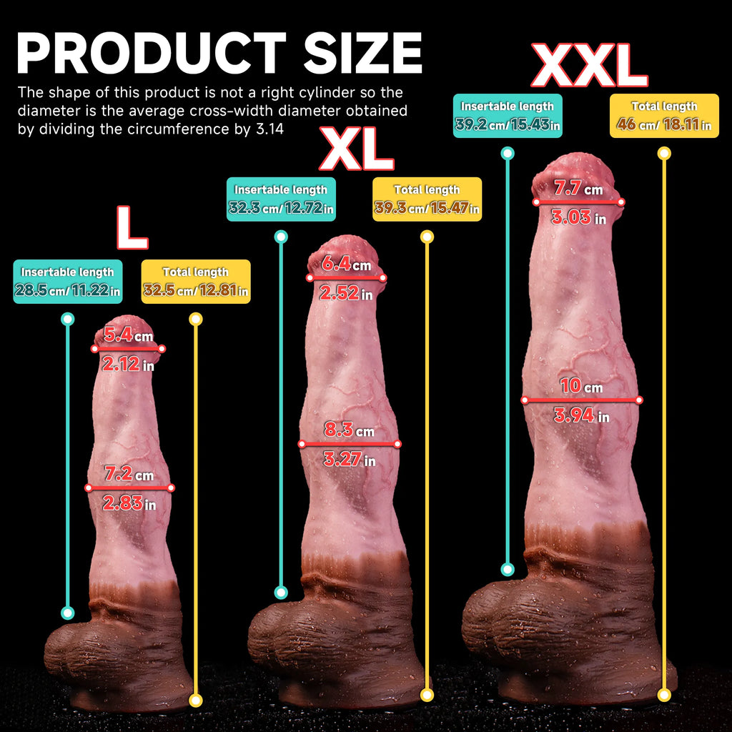 Realistic Strong Bow Horse Dildo by Oieffur in multiple sizes, featuring detailed, lifelike textures for adult pleasure.
