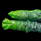 Realistic horse and dog-shaped dual sensation platinum silicone fantasy dildo by Oieffur, double-ended design for versatile pleasure.