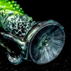 Black platinum silicone "Abyss" spiked fantasy dildo by Oieffur, featuring a textured, spiked design for intense stimulation.