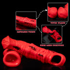 Oieffur Storm Horse Male Extender Sleeve, realistic penis sheath designed for enhanced size and sensation, shown on a model.