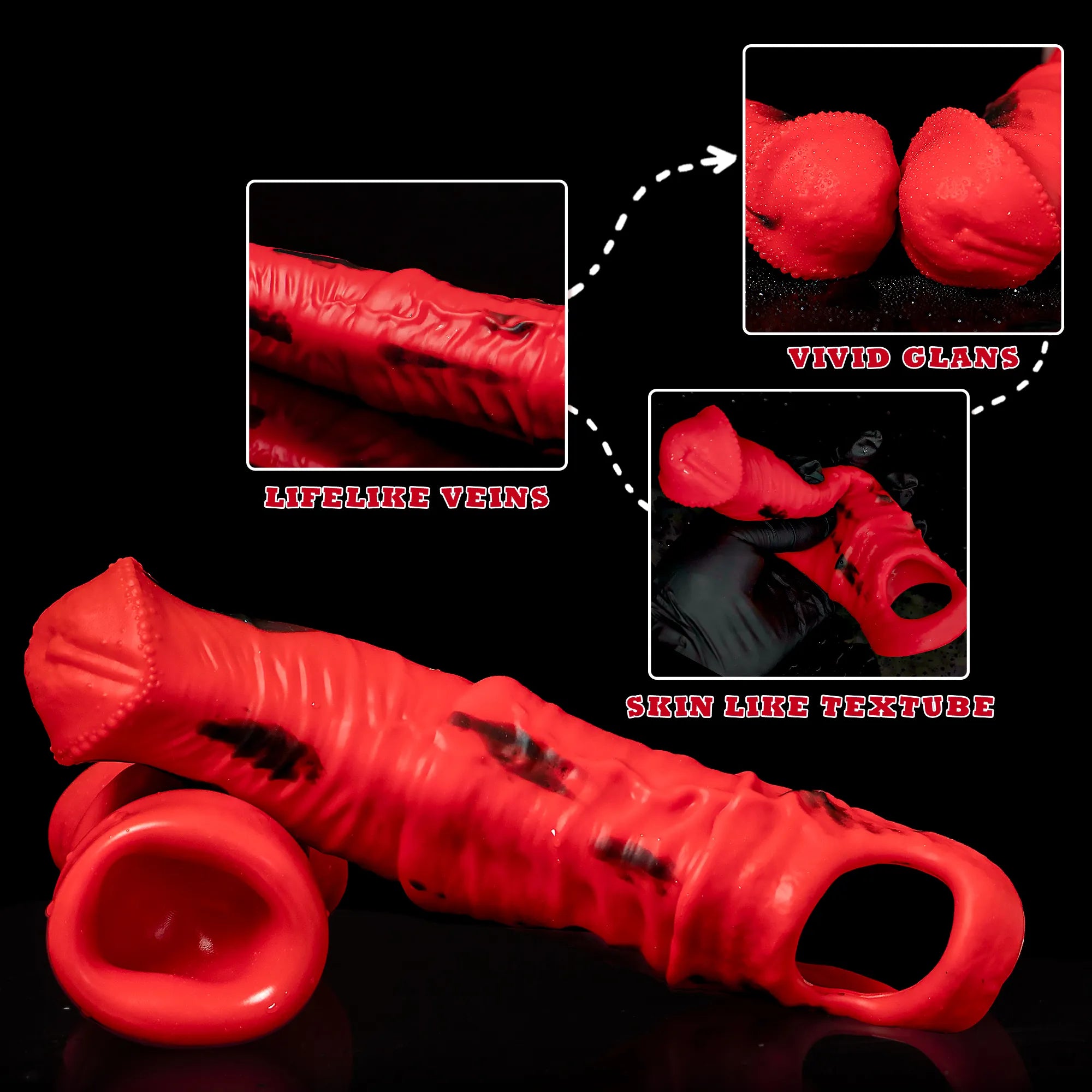 Oieffur Storm Horse Male Extender Sleeve, realistic penis sheath designed for enhanced size and sensation, shown on a model.