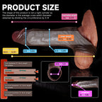 Black Fury realistic silicone sheath with ring, penis extender from Oieffur, designed to enhance size and sensation.