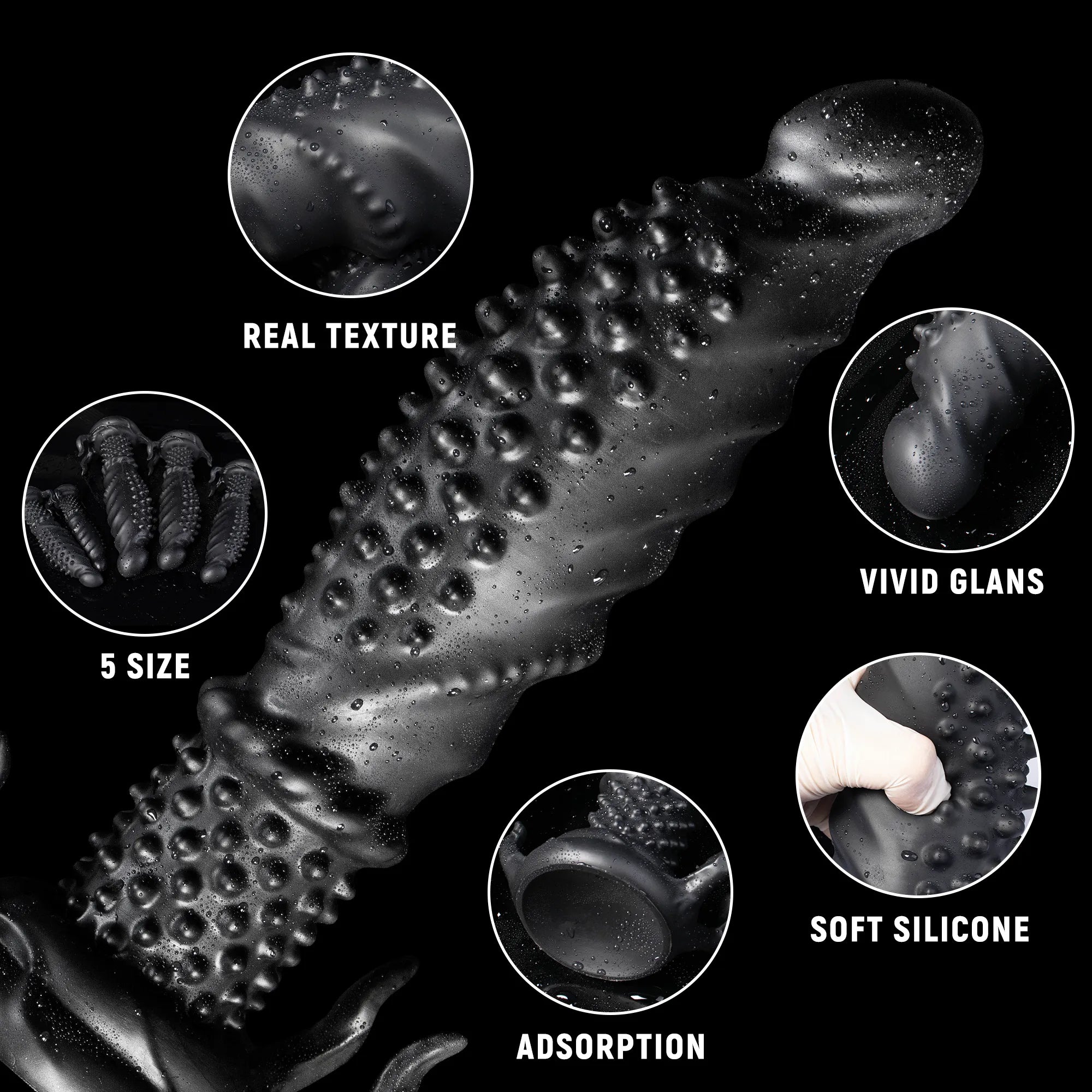 "Abyss" Spiked Dildo | Black Monster Dildo | Platinum Silicone