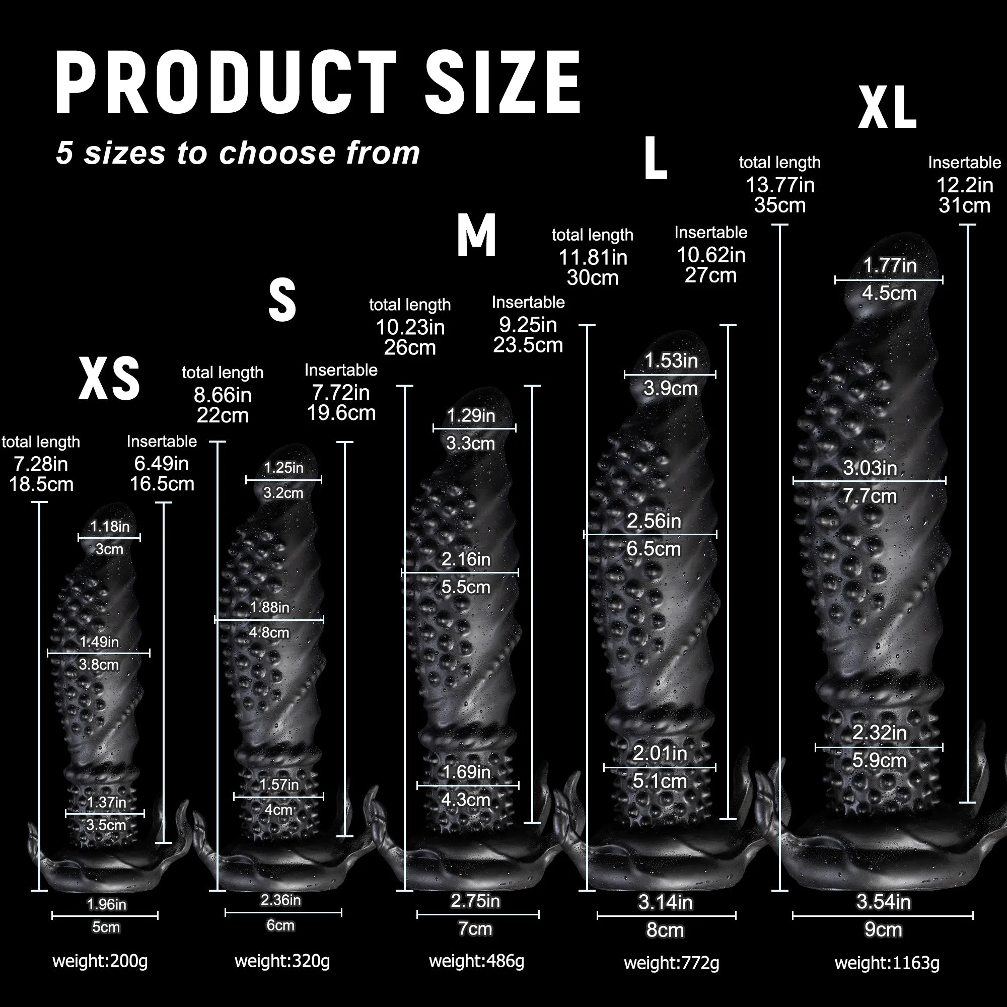 "Abyss" Spiked Dildo | Black Monster Dildo | Platinum Silicone