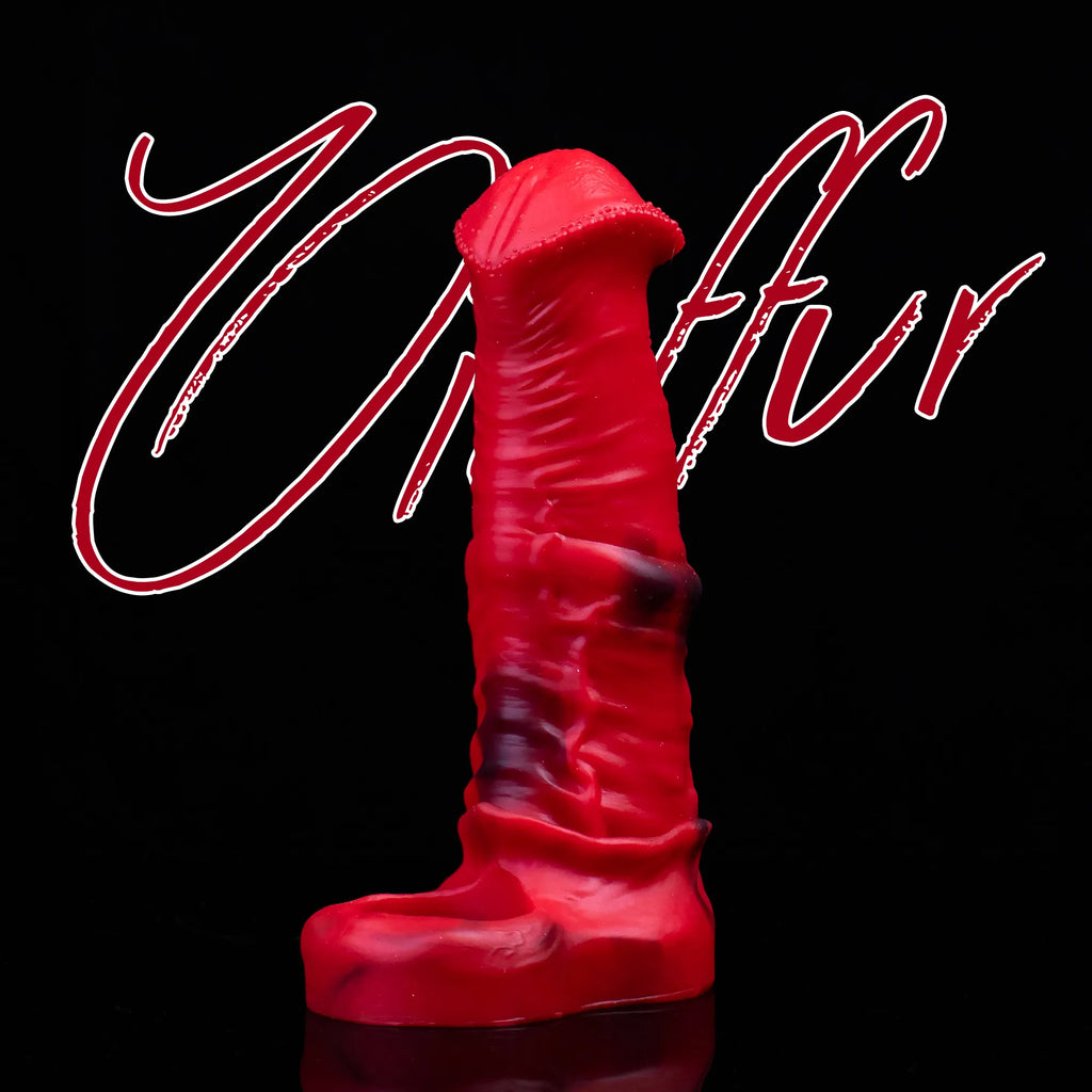 Oieffur male silicone penis sleeve, a girth and length extender, showing a close-up of the flexible, skin-toned sheath.