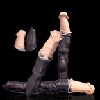 Realistic horse and dog-shaped dual sensation platinum silicone fantasy dildo by Oieffur, double-ended design for versatile use.