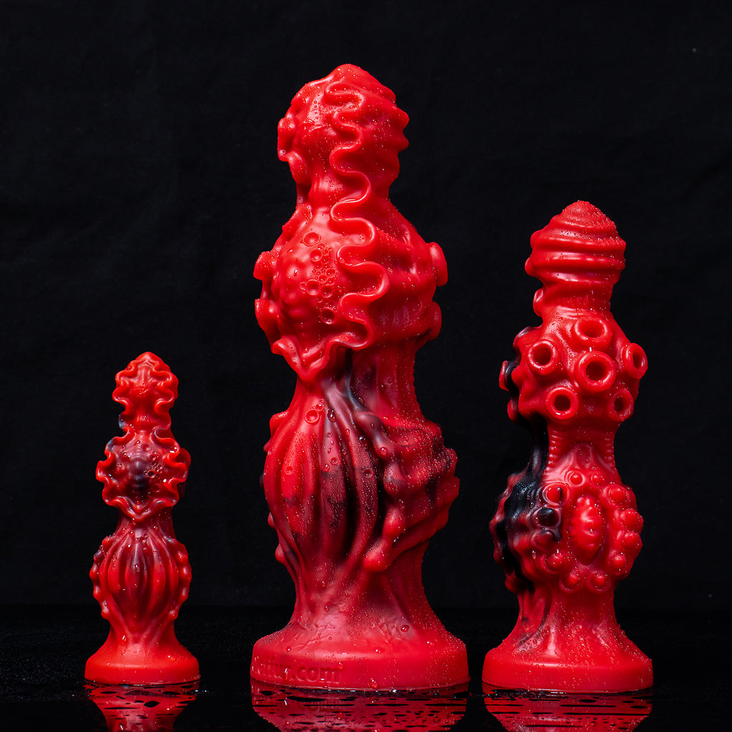 Oieffur Abyssal Depths beaded dildo made of medical grade silicone, showcasing its detailed beaded design and smooth surface.