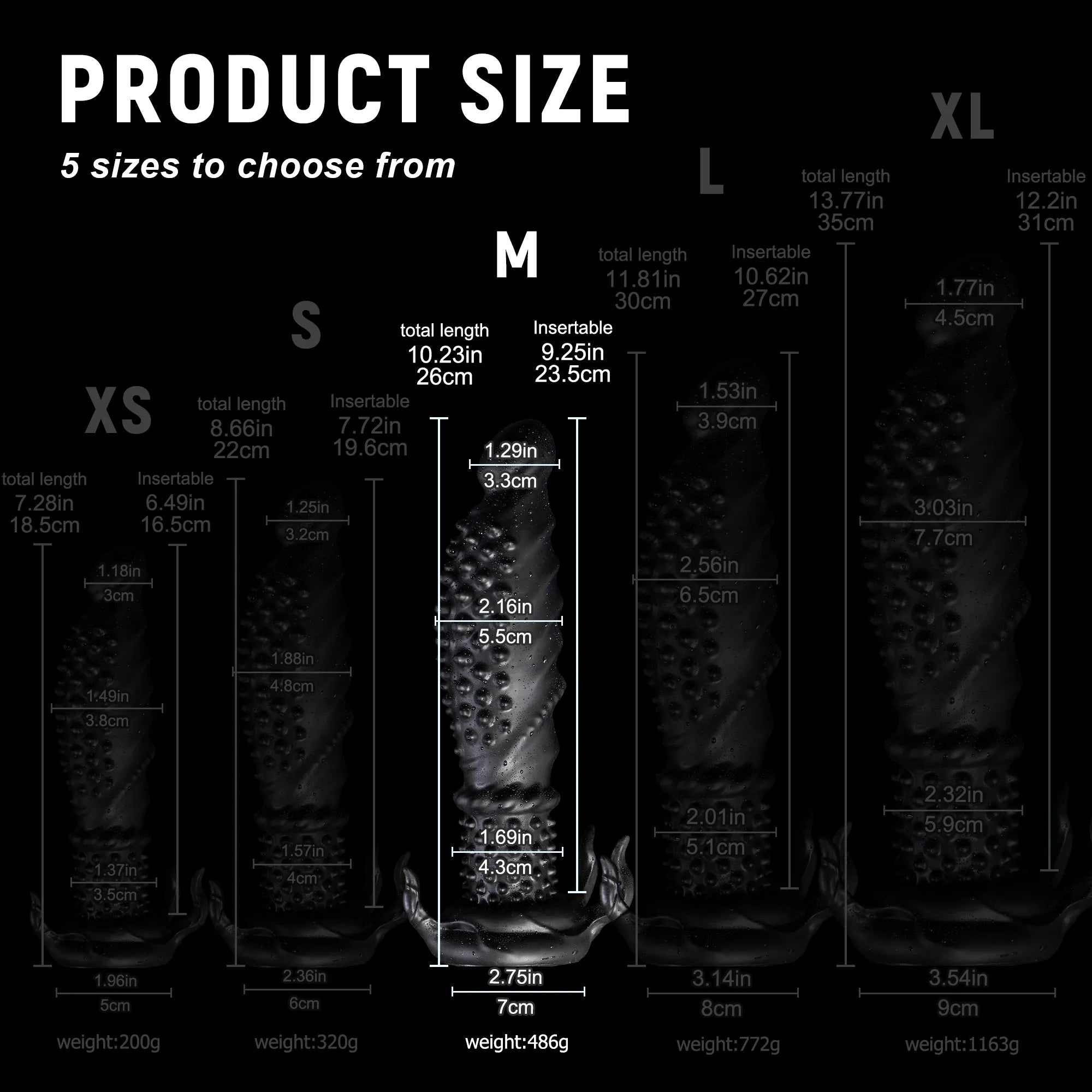 "Abyss" Spiked Dildo | Black Monster Dildo | Platinum Silicone