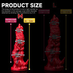 Oieffur fantasy silicone dragon dildo with scales, tentacles, and suction cup, detailed textured design and vibrant colors.