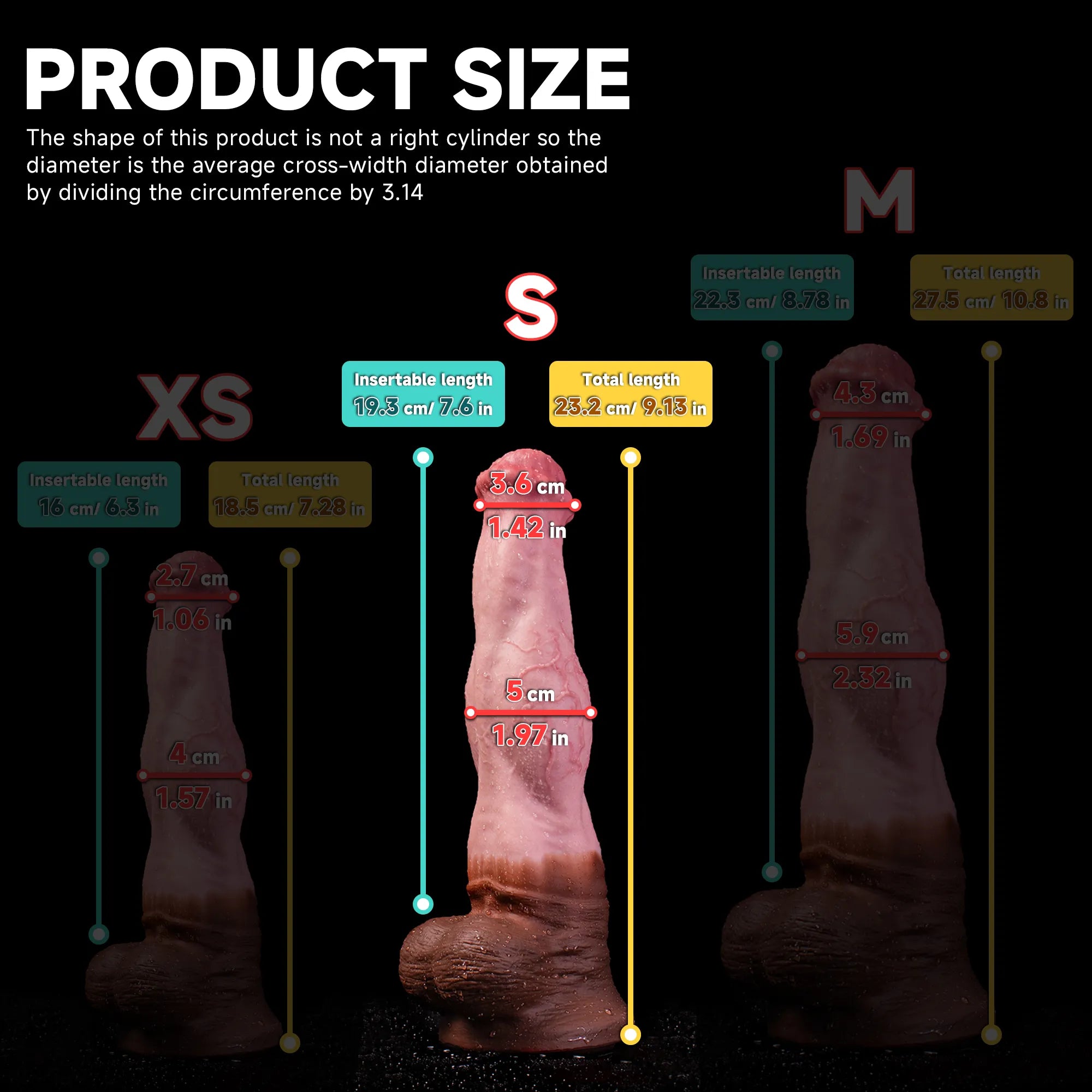 Realistic Strong Bow Horse Dildo by Oieffur in multiple sizes, showcasing detailed, lifelike texture and realistic design.