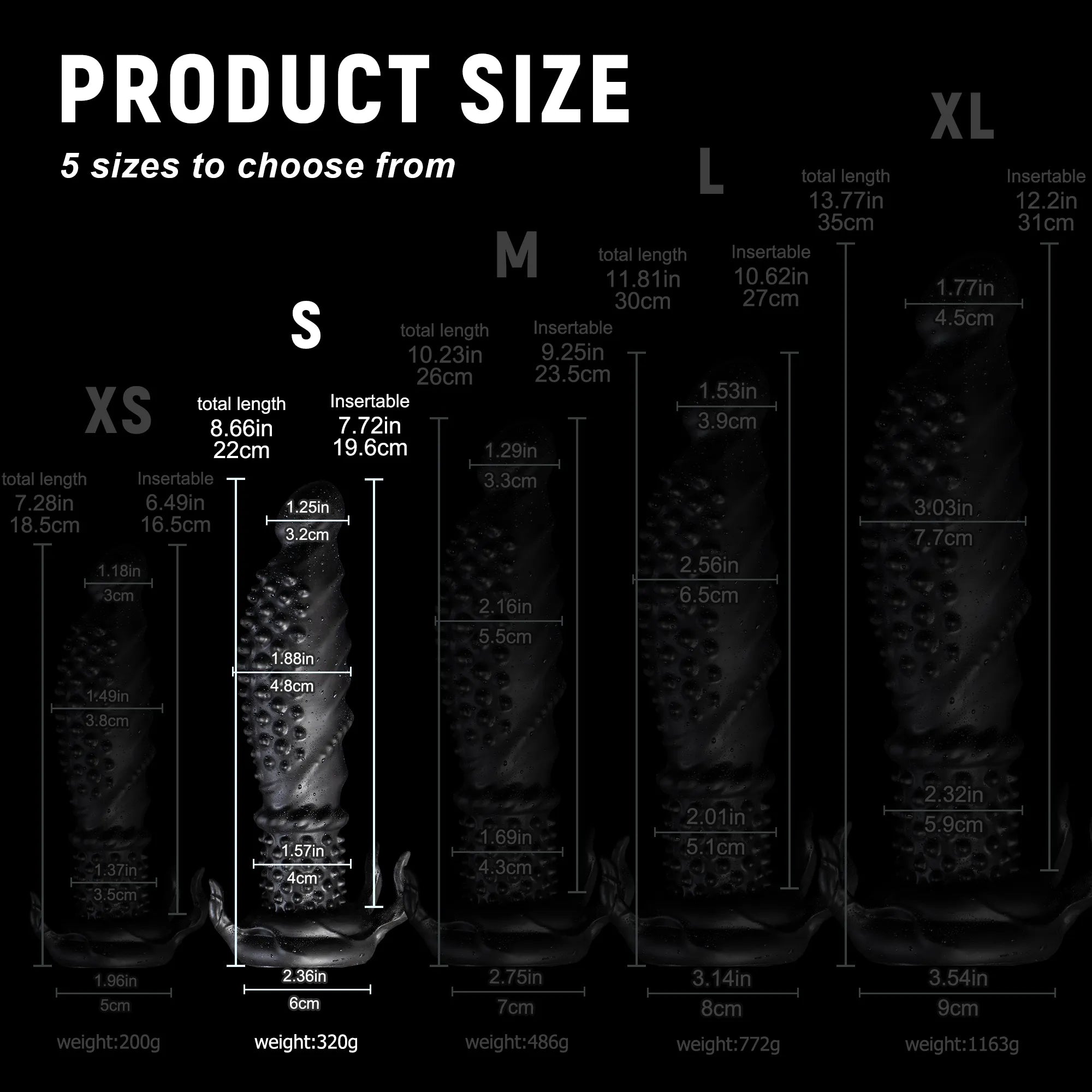 "Abyss" Spiked Dildo | Black Monster Dildo | Platinum Silicone