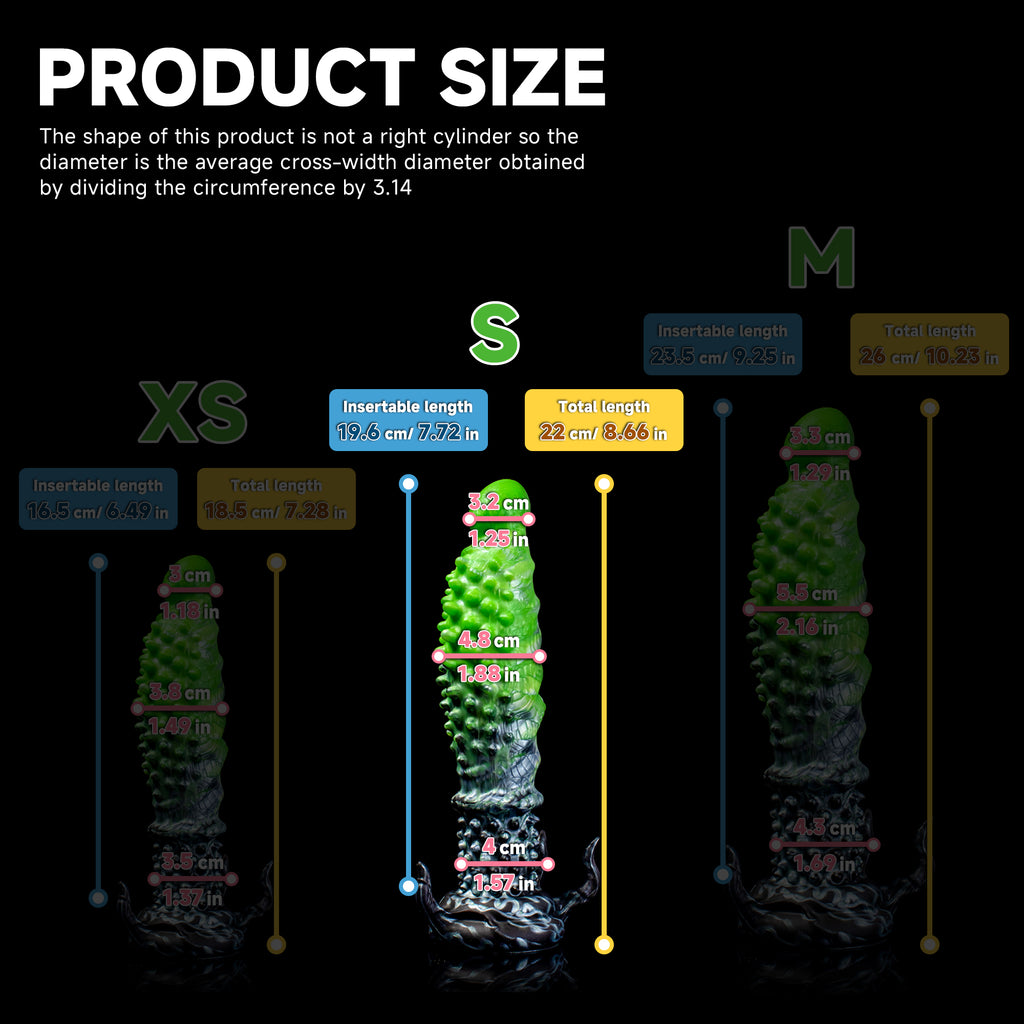 Black "Abyss" spiked dildo from Oieffur, made of platinum silicone, featuring a textured, fantasy-inspired design.