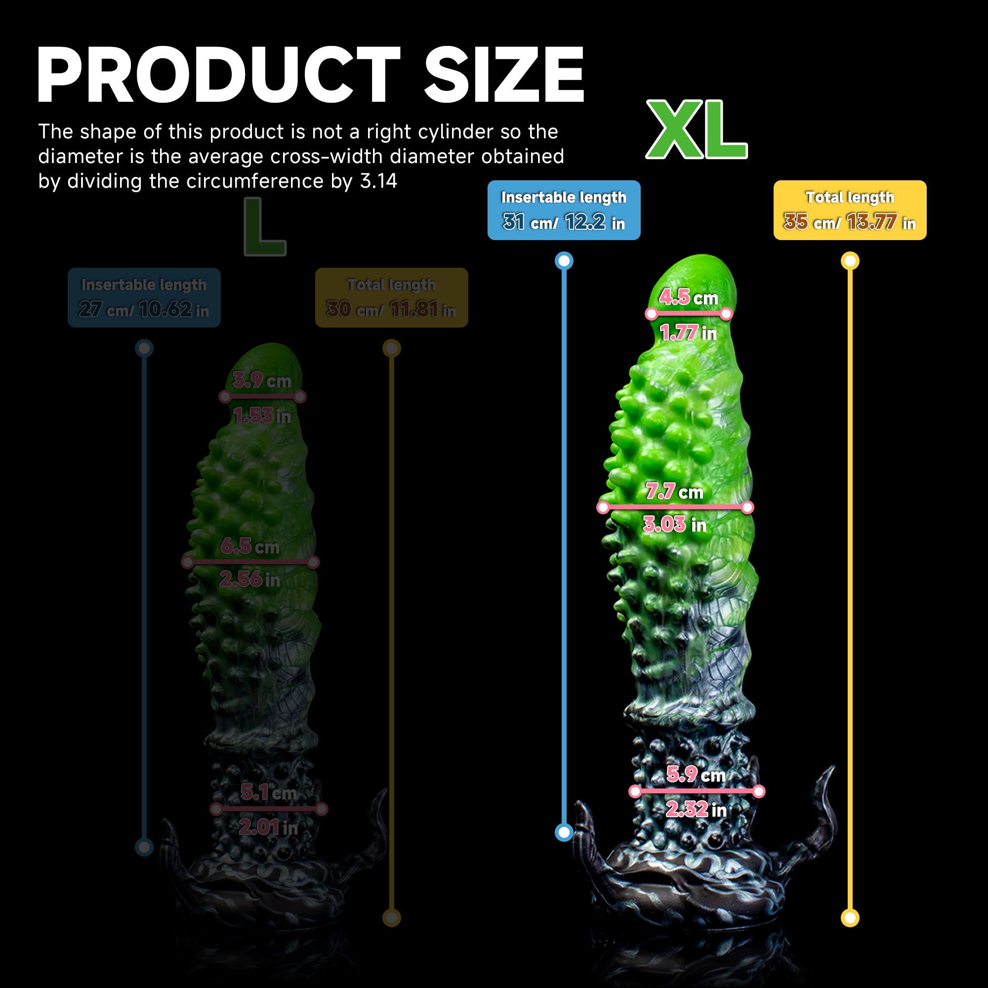 Black "Abyss" Spiked Dildo by Oieffur, platinum silicone fantasy dildo with a large, textured design for intense stimulation.