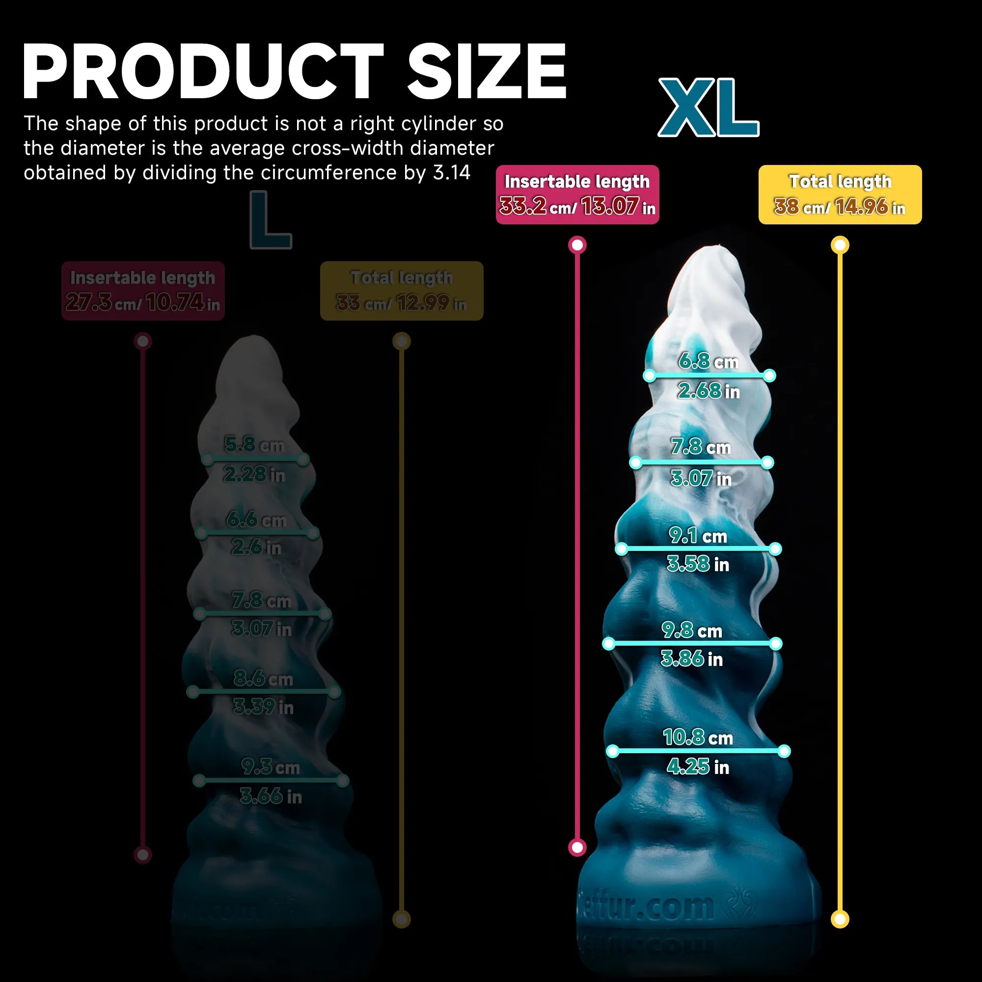 Oieffur Thick Conqueror Platinum silicone dildo with tapered design, fantasy dildo for adult pleasure, XL size in pink color.