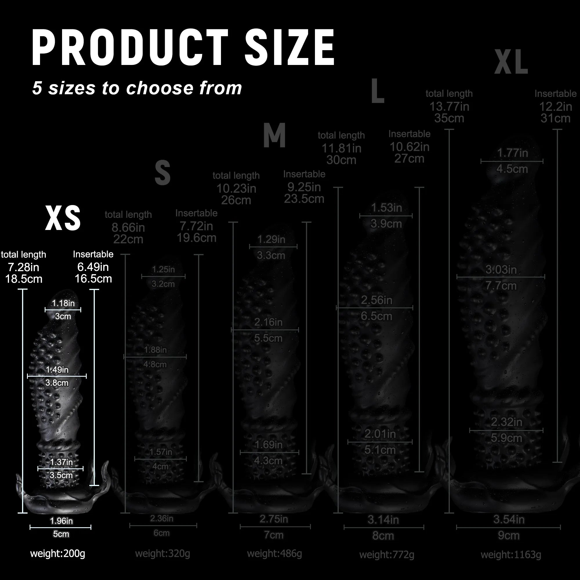 "Abyss" Spiked Dildo | Black Monster Dildo | Platinum Silicone