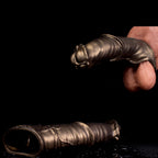Oieffur Warhorse flexible penis sleeve extender with girth enhancement and cock ring for added stimulation, shown on a male model.