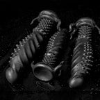 Black Abyss spiked dildo from Oieffur Fantasy Dildos collection, made of platinum silicone with textured, spiked design.