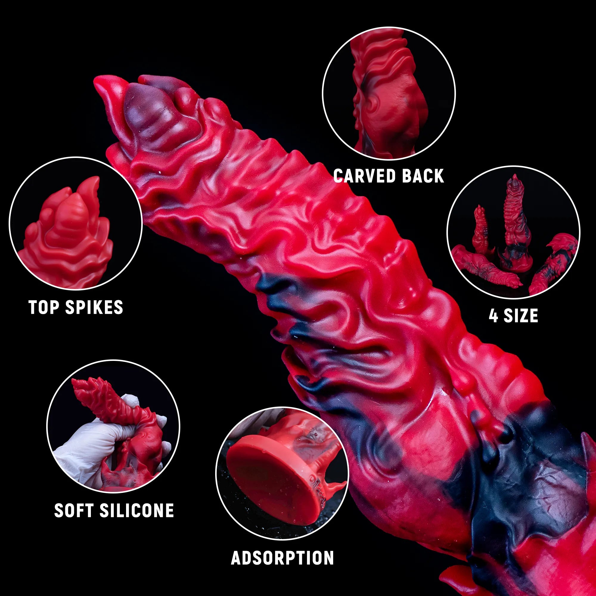 Oieffur Dragon Fantasy Silicone Dildo with scales, tentacles, and suction cup for versatile adult pleasure.