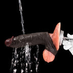 Oieffur Black Fury realistic silicone penis sheath with ring, extender, and textured design for enhanced sensation.