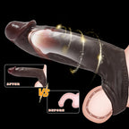 Black Fury realistic silicone sheath with ring, penis extender by Oieffur, featuring a lifelike design and comfortable fit.