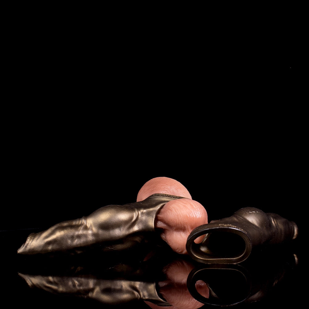 Realistic dog penis sleeve made of platinum silicone, designed as a canine cock extender for enhanced size and stimulation.