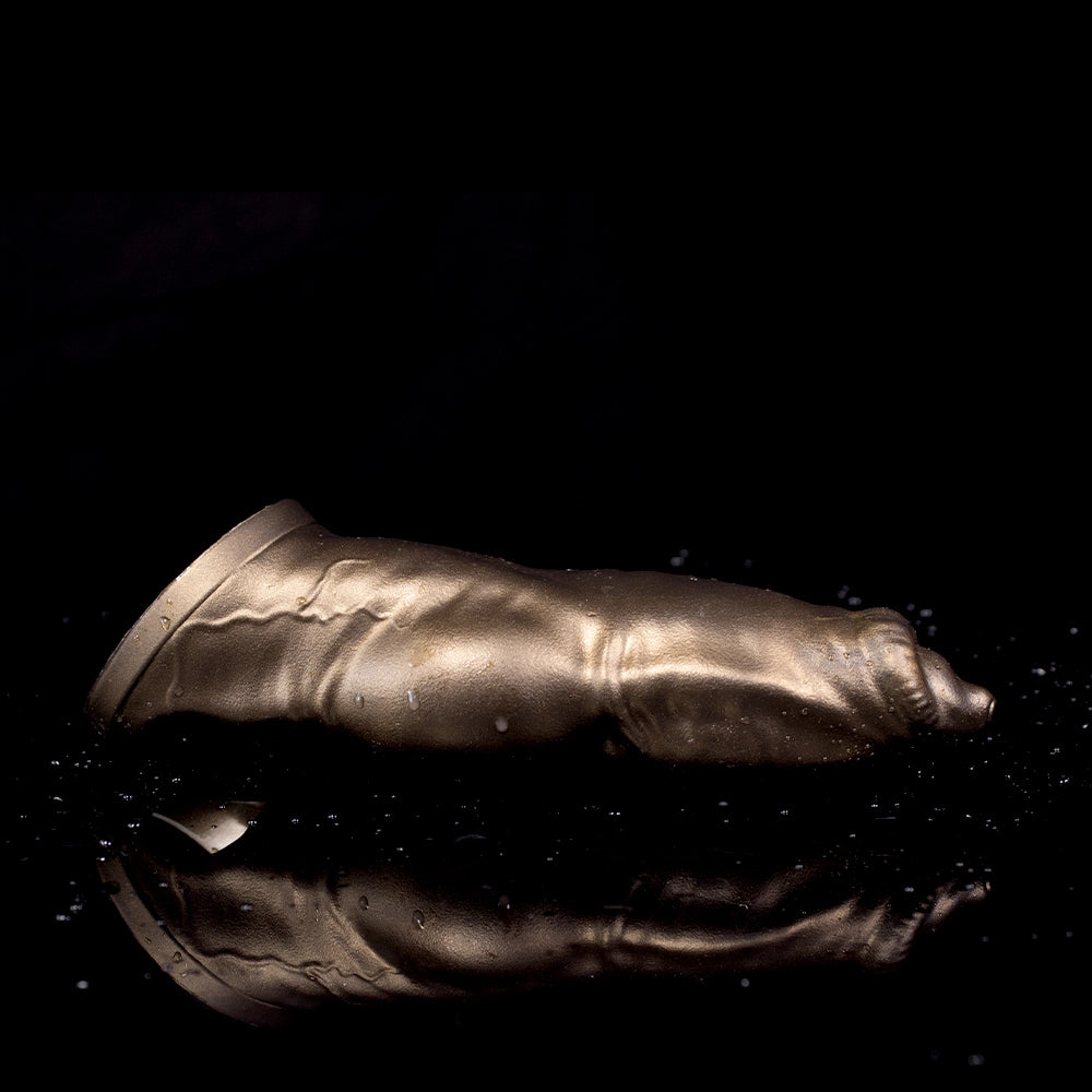 Realistic dog penis sleeve made of platinum silicone, designed as a canine cock extender with detailed, natural appearance.