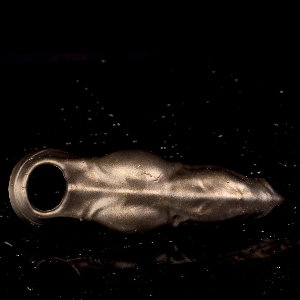 Realistic dog penis sleeve made of platinum silicone, designed as a canine cock extender for pet intimacy.