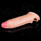 Oieffur penis extender sheath with a lifelike sleeve, enhancing length and girth for realistic appearance and improved fit.