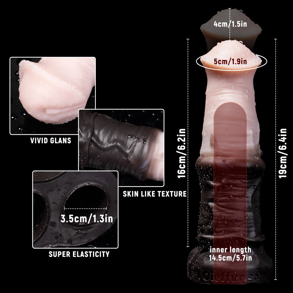 Pink silicone penis sheath from Oieffur, a horse-shaped penis extender with girth and length enhancement.