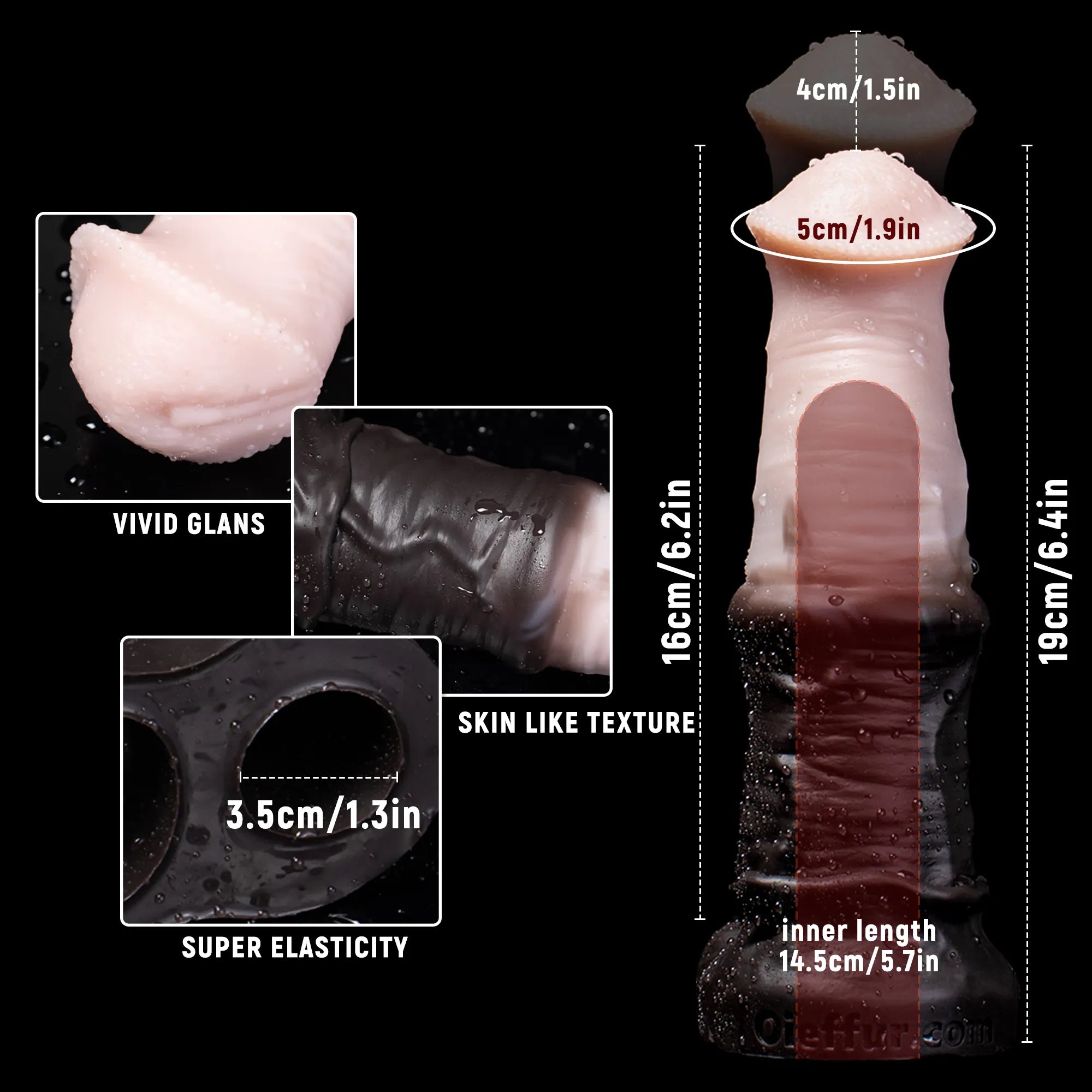 Pink silicone penis sheath from Oieffur, a horse-shaped penis extender with girth and length enhancement.