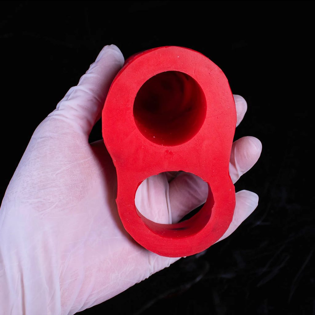 Red silicone penis sleeve by Oieffur, male penis extender sheath for increased girth and length, designed for enhanced intimacy.