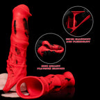 Red Storm Horse Male Extender Sleeve, a realistic penis sheath designed for enhanced size and sensation, by Oieffur.